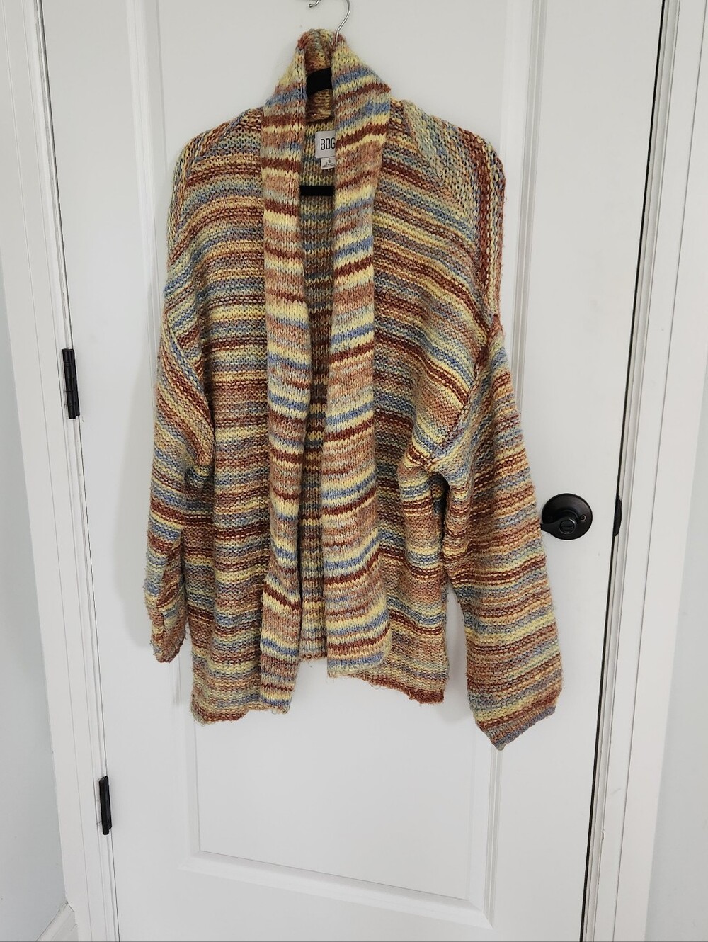 BDG Multicolor Striped Open Cardigan - Yellow, Blue, Brown